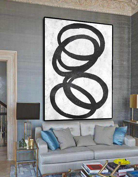 Black And White Minimal Painting On Canvas,Canvas Painting Wall Decor #N9P8